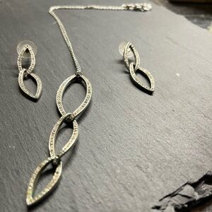 Nadri Geometric Crystal Earrings and Necklace Set